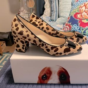 New Cole Haan Tali Bow Classic Pump Ocelot Print Calf Hair Size 10.5